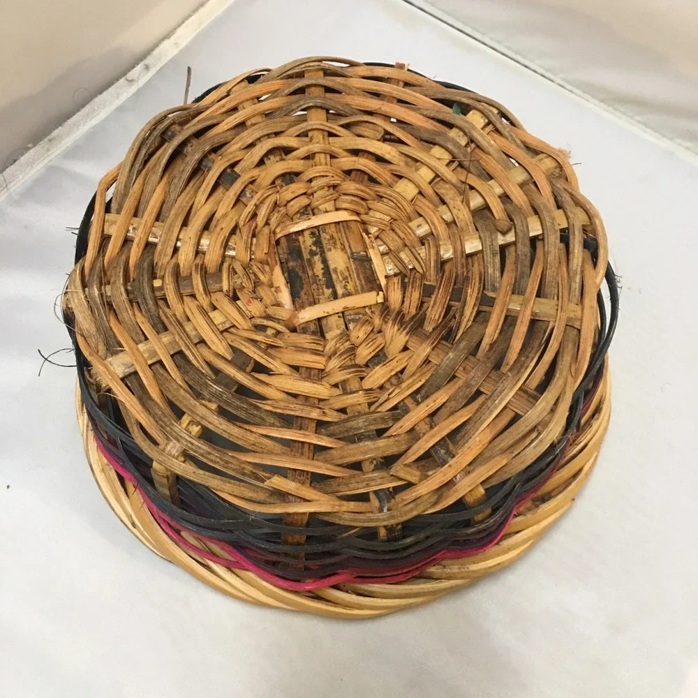 Handmade Woven Basket Home Decor Multi-Color Round Wicker Philippines Rustic